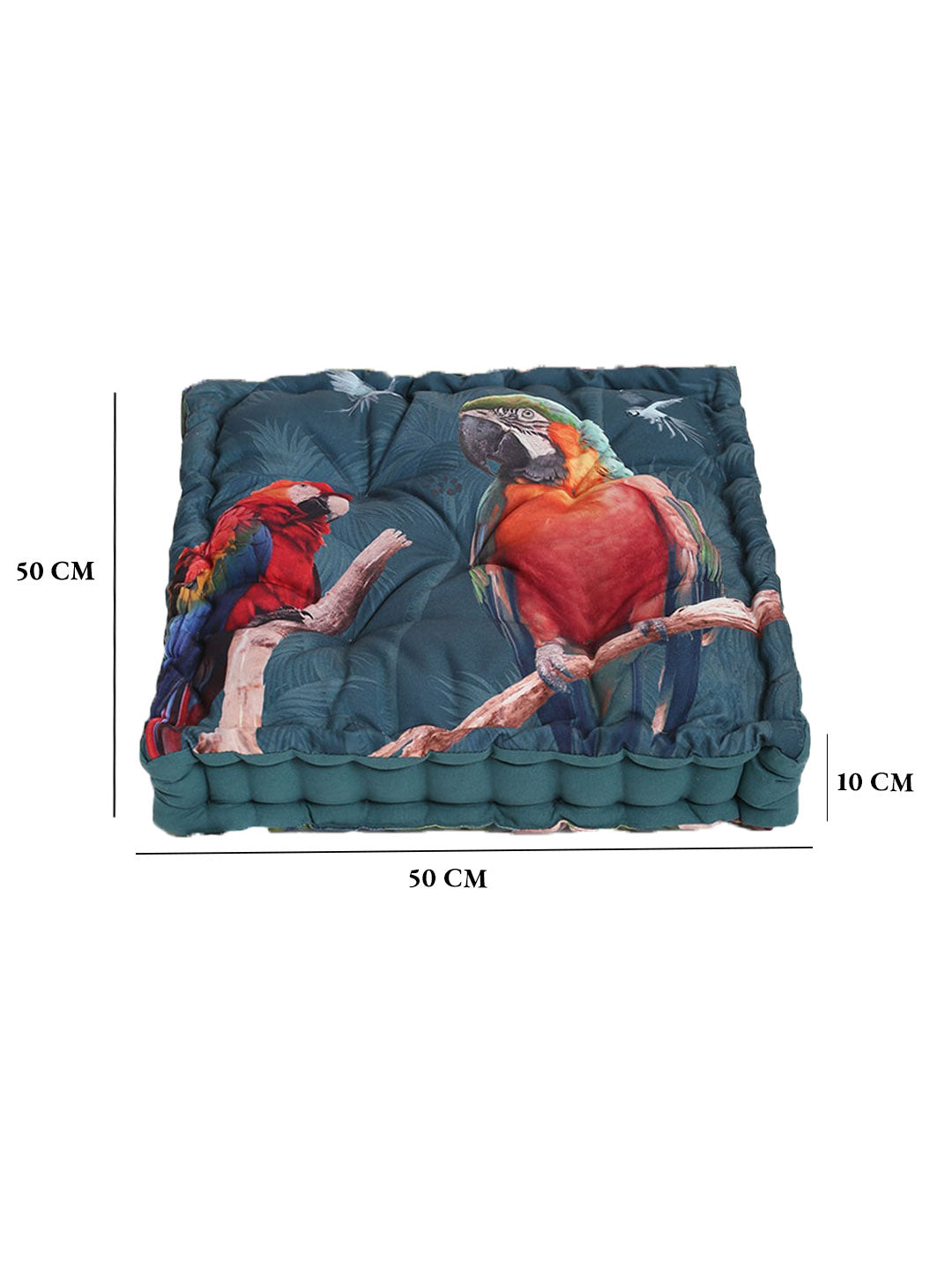Macaw Parrot Printed Matlas Floor Cushion