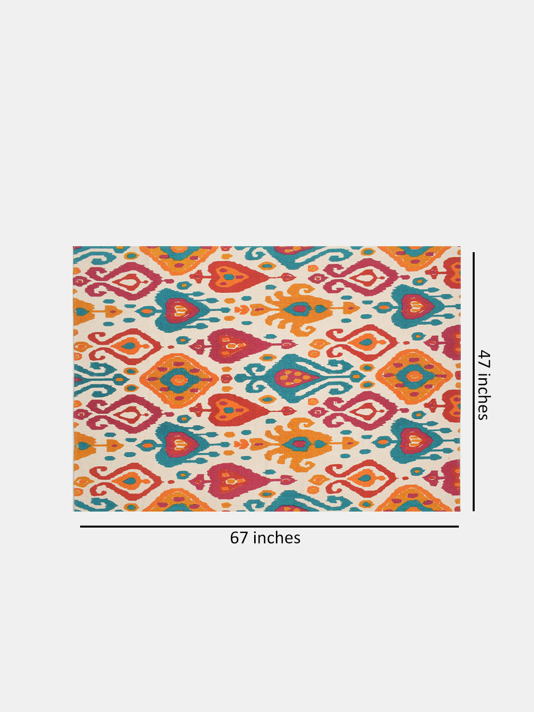 Ecletic Ikat Printed "4x5.5 ft." Cotton Carpet