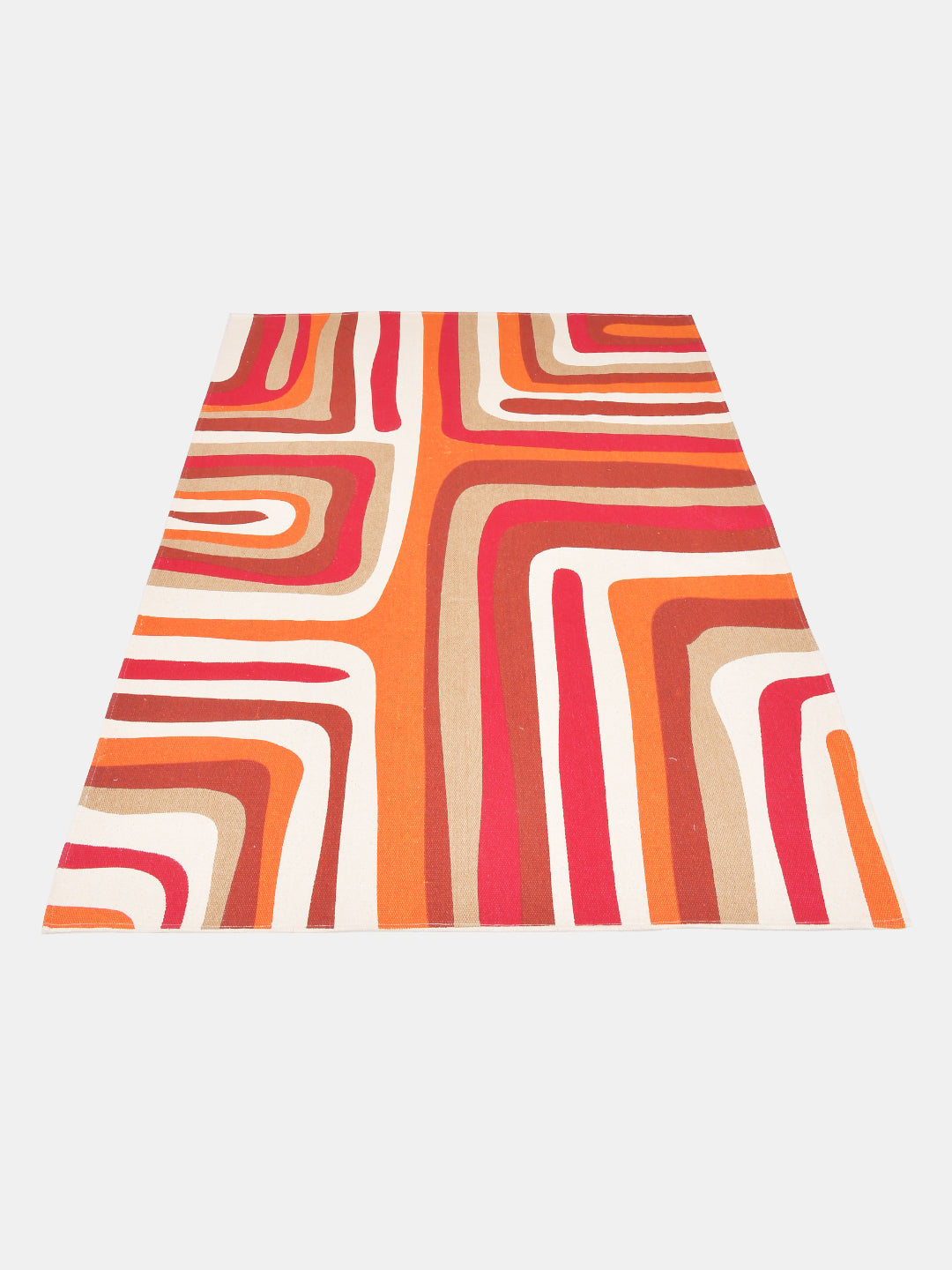 Hurly-Burly Rusty Red 4'x5.5' Printed Cotton Carpet