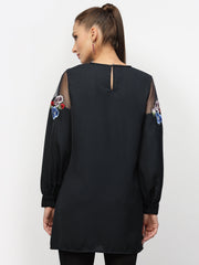 Navy Blue Embroidered Tunic
