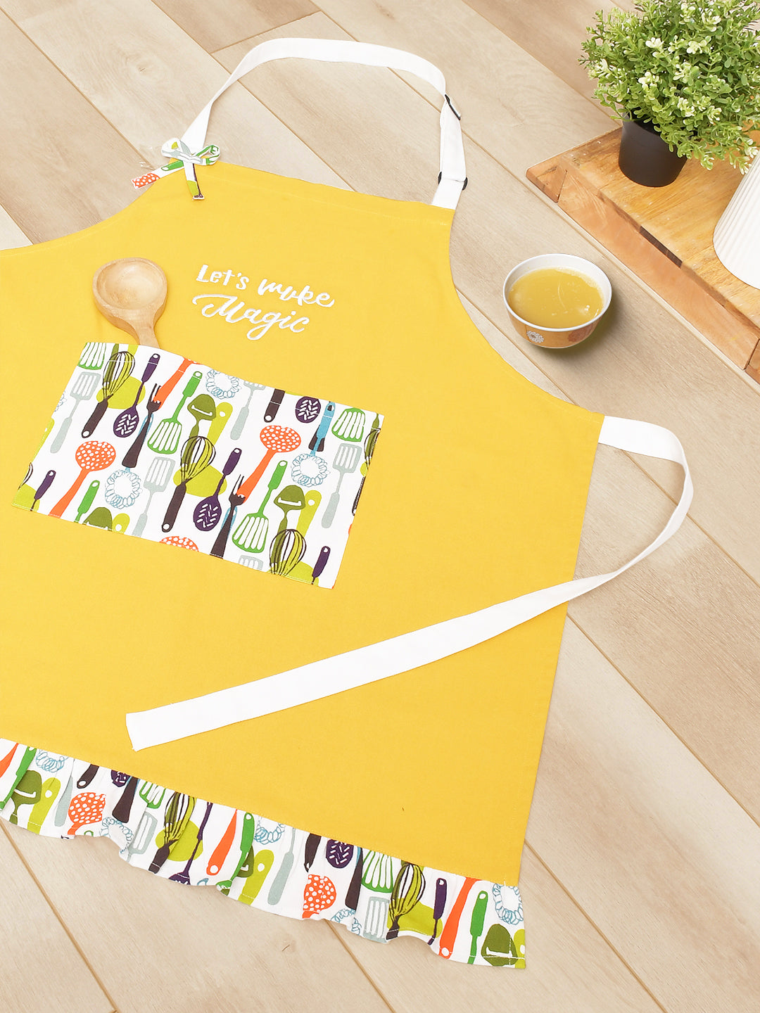 Let's Make Magic Yellow Printed Apron