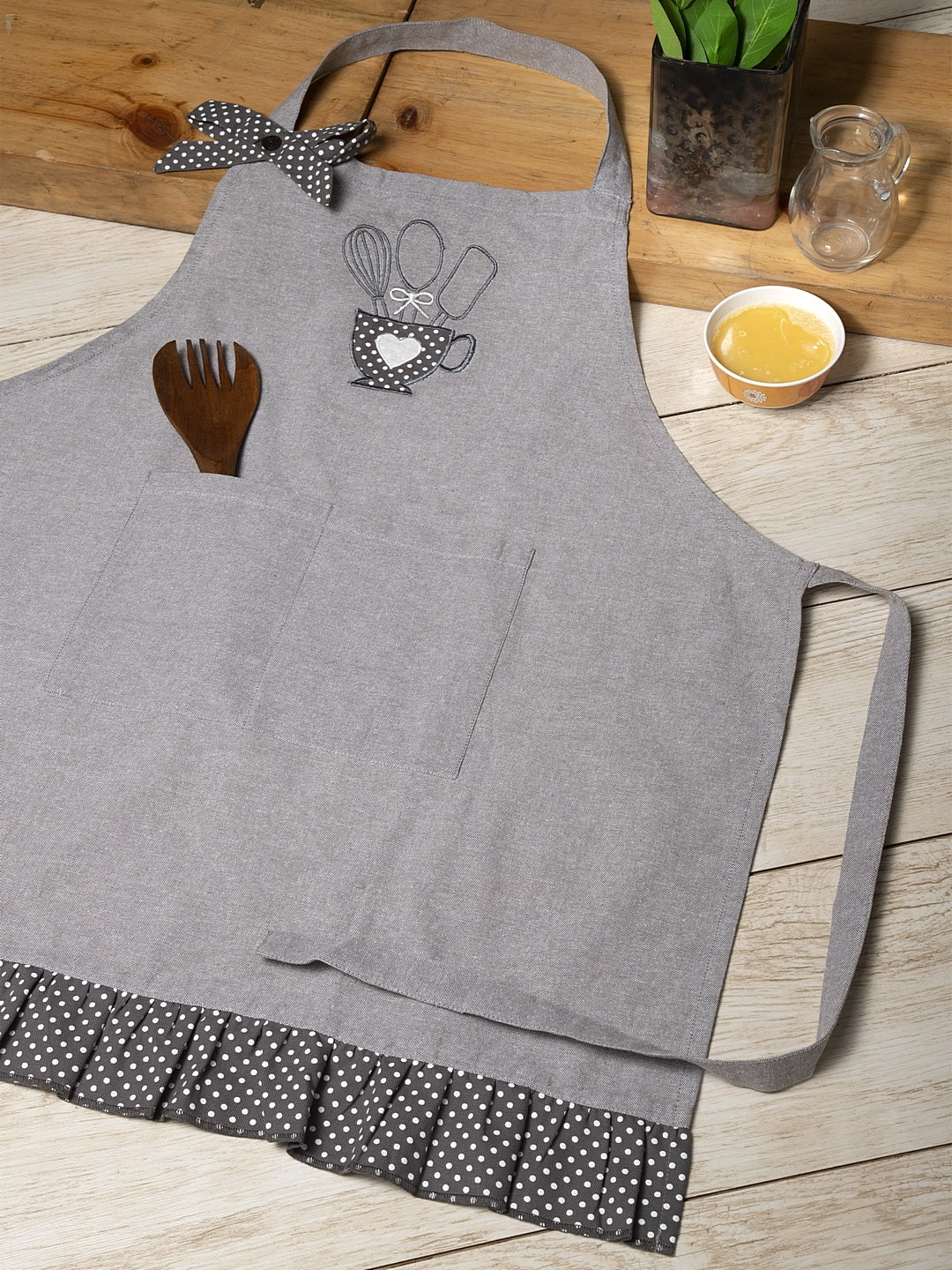 Chambray Embroidered Apron
