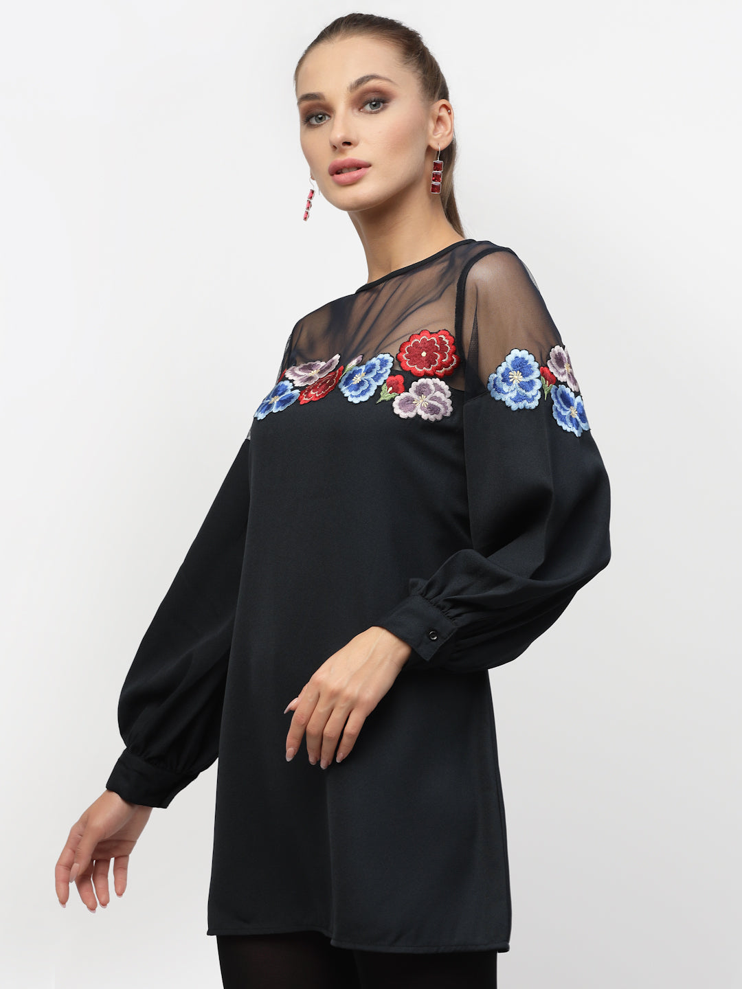 Navy Blue Embroidered Tunic