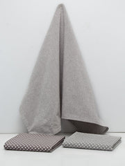 Set Of 3 Chambray Embroidered & Printed Kitchen Towel