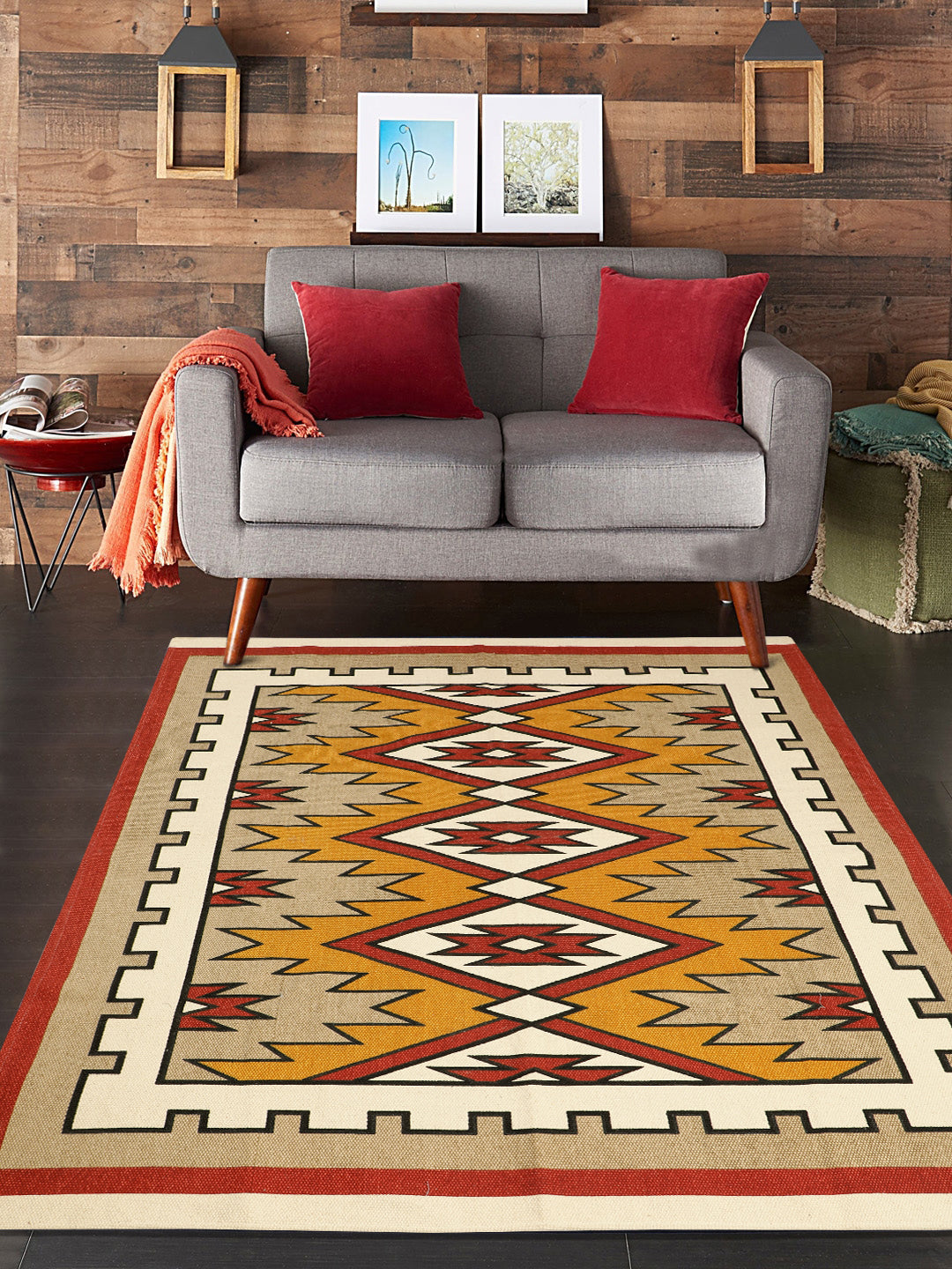Kilim Printed "4x5.5" ft. Cotton Carpet