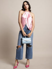 Pink Wrap Satin Top