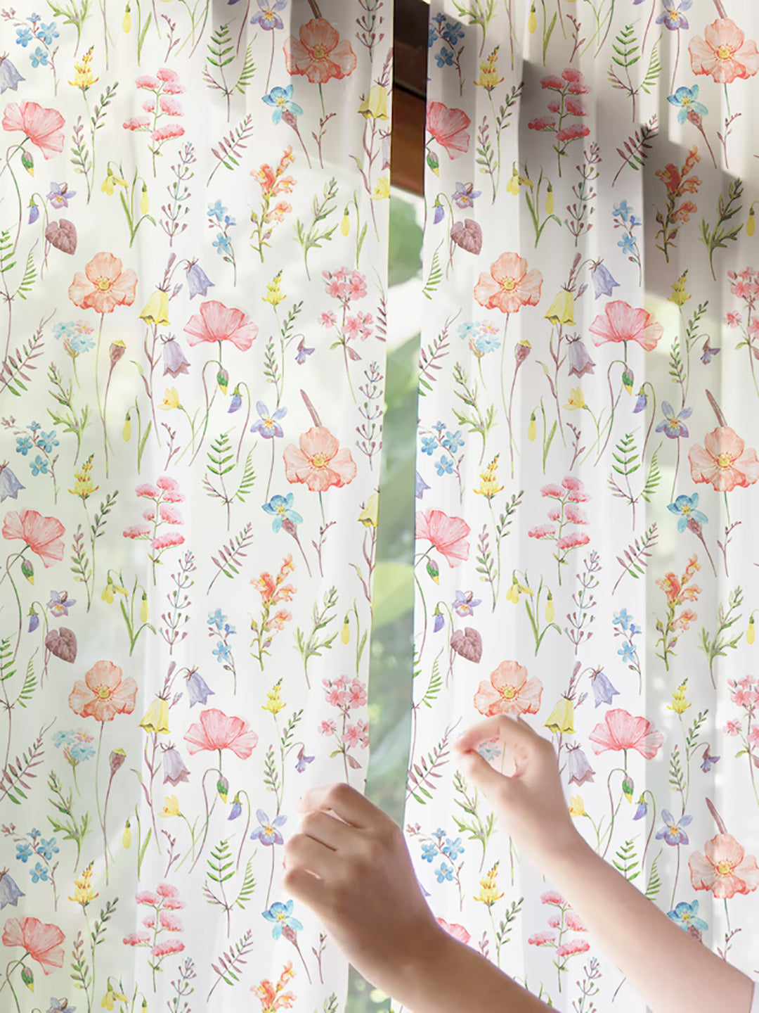 Set Of 2 Floral Garden Digitally Printed 7Ft. Curtain Sheer