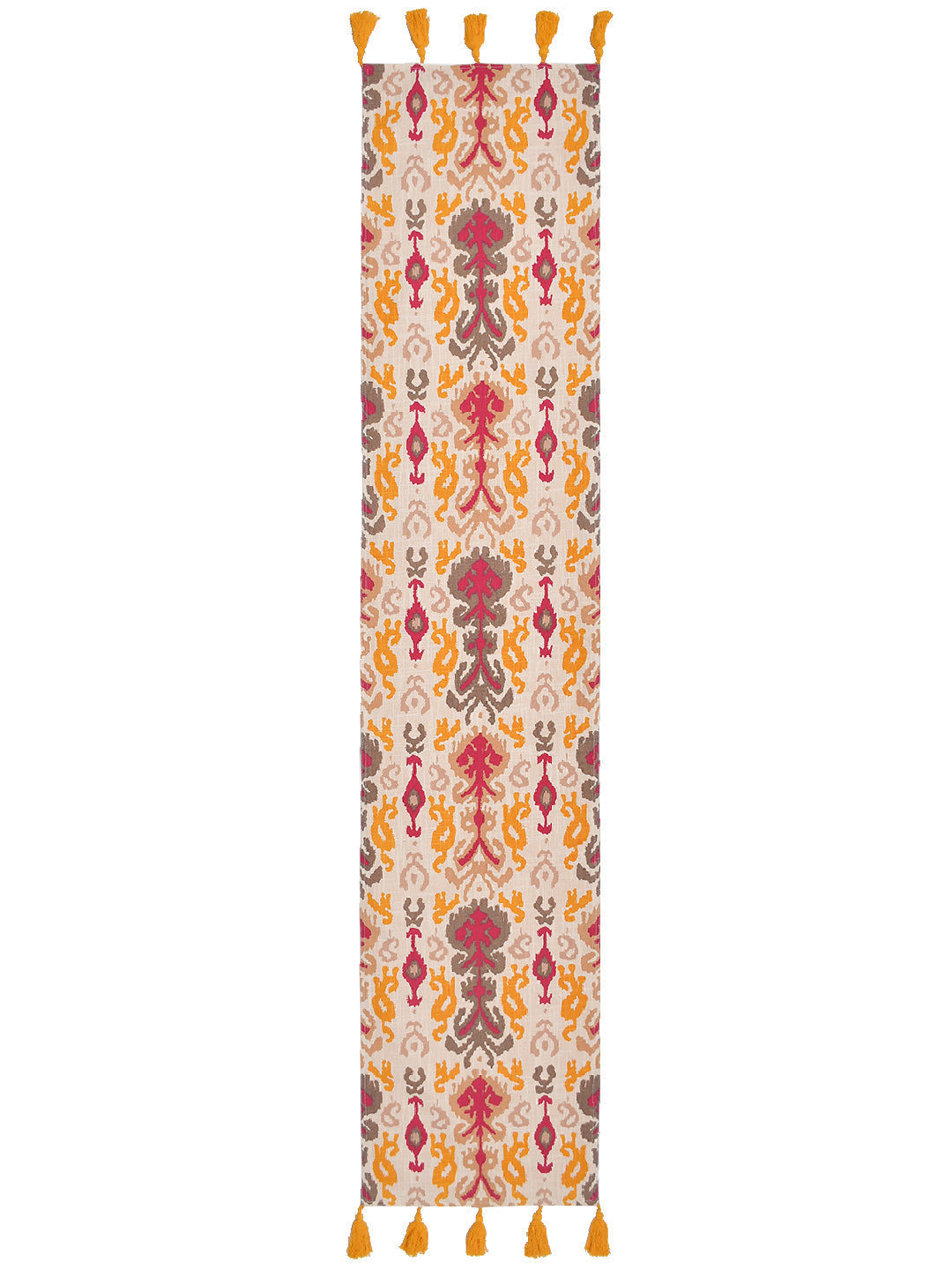 Rangbahar Ikat 100% Cotton Yellow 4/6 Seater Table runner