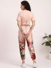Printed jogger with eyelet top