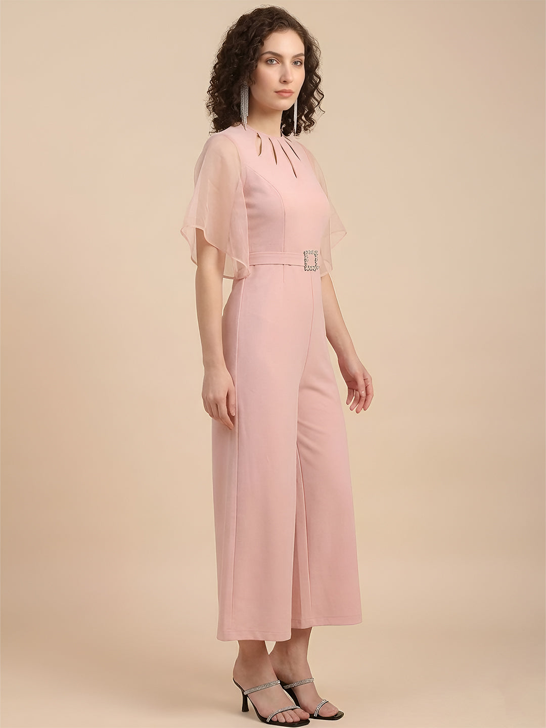 Cut-Out Neckline Peach Jumpsuit