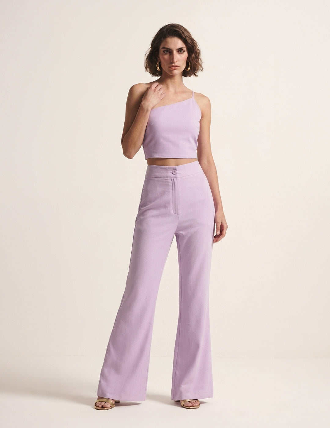 Lilac Floral Organza 3 Pc Co-ord Set