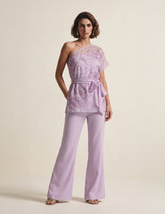 Lilac Floral Organza 3 Pc Co-ord Set
