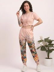 Printed jogger with eyelet top