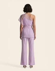 Lilac Floral Organza 3 Pc Co-ord Set