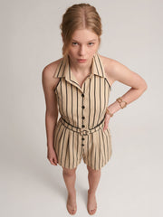 Beige & Black Striper Playsuit