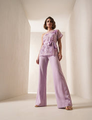 Lilac Floral Organza 3 Pc Co-ord Set