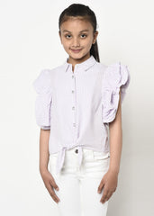 Jewelled Button Front Knot Stripes Shirt