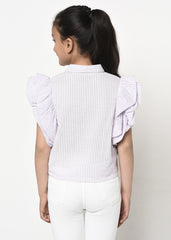Jewelled Button Front Knot Stripes Shirt