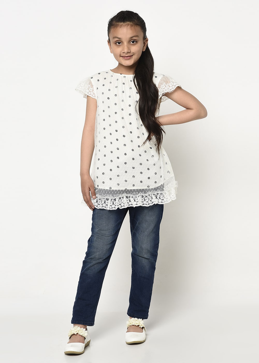 Black & White Dotted Mesh Tunic
