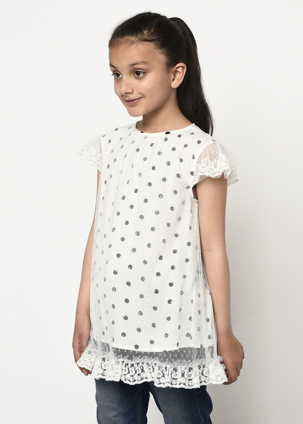 Black & White Dotted Mesh Tunic