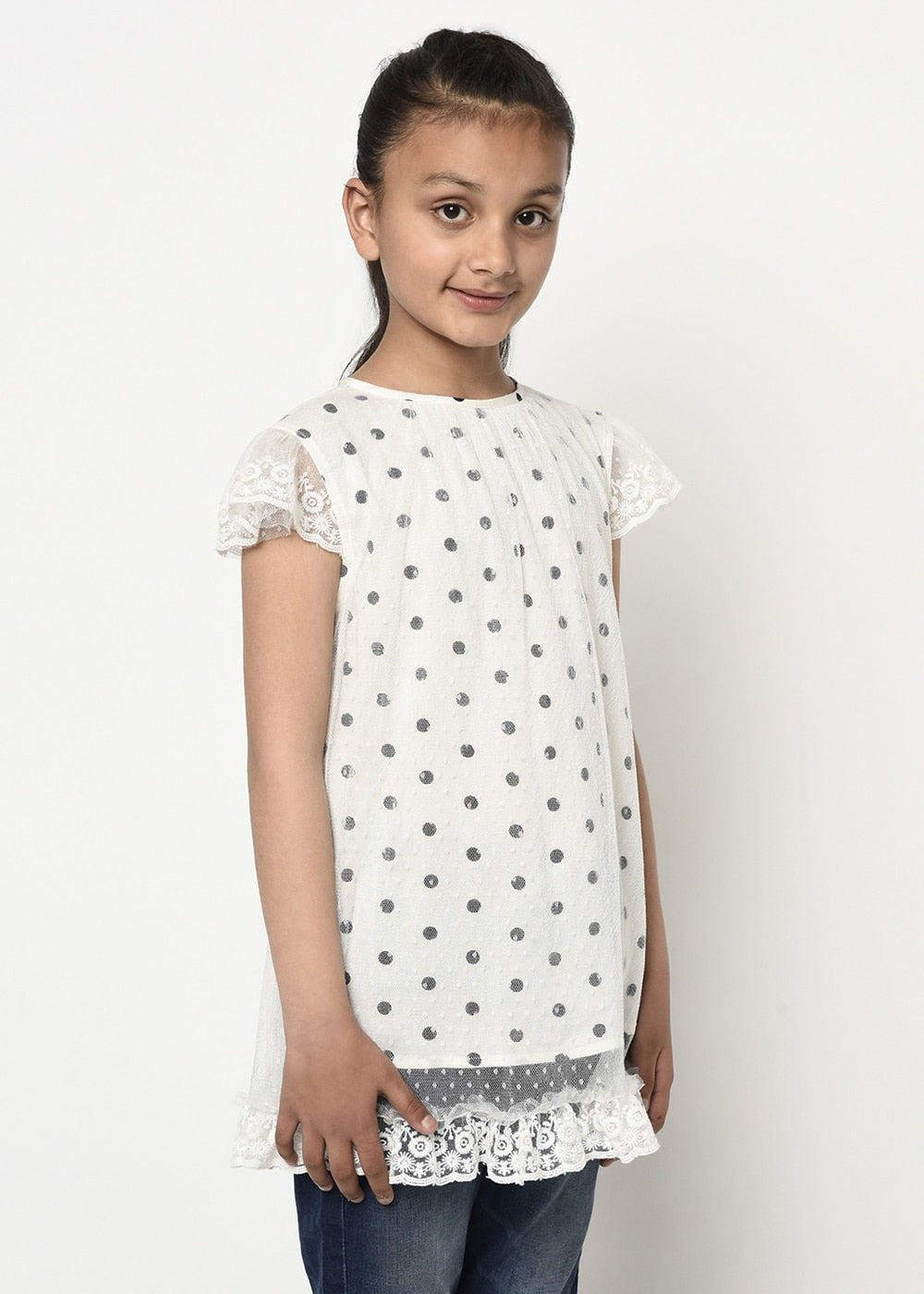 Black & White Dotted Mesh Tunic