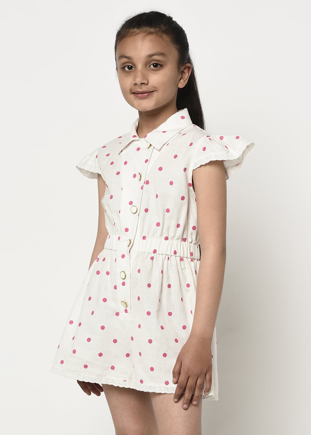 Pink & White Polka Dots Playsuit