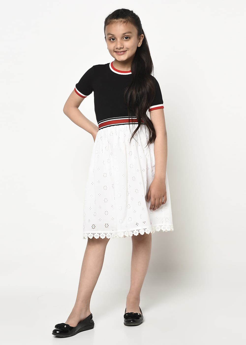 Schiffli Embroidery White Skirt