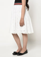 Schiffli Embroidery White Skirt