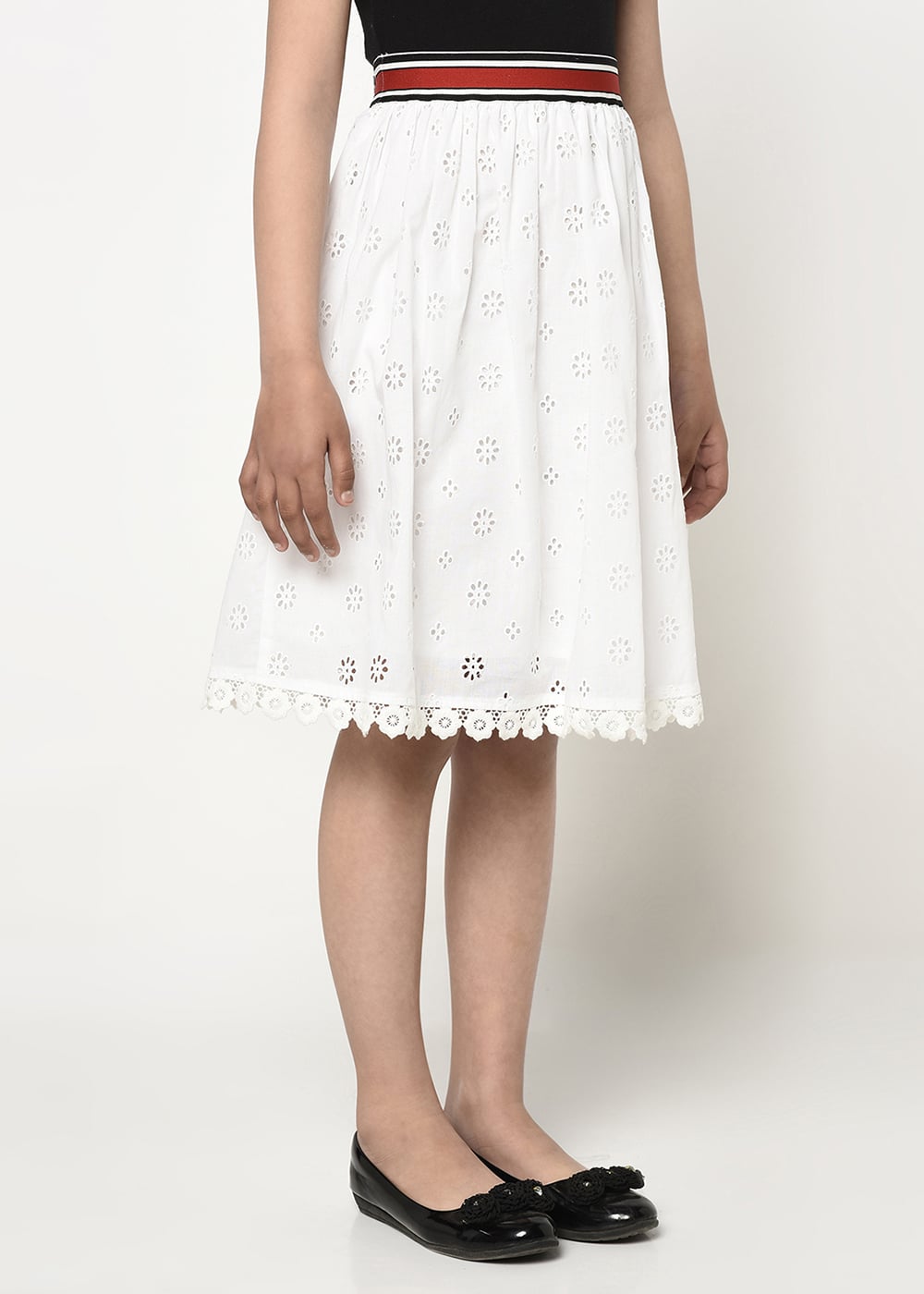Schiffli Embroidery White Skirt