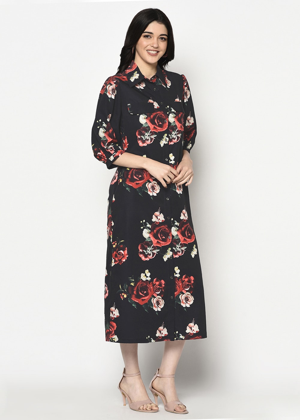 Black Floral Long Tunic
