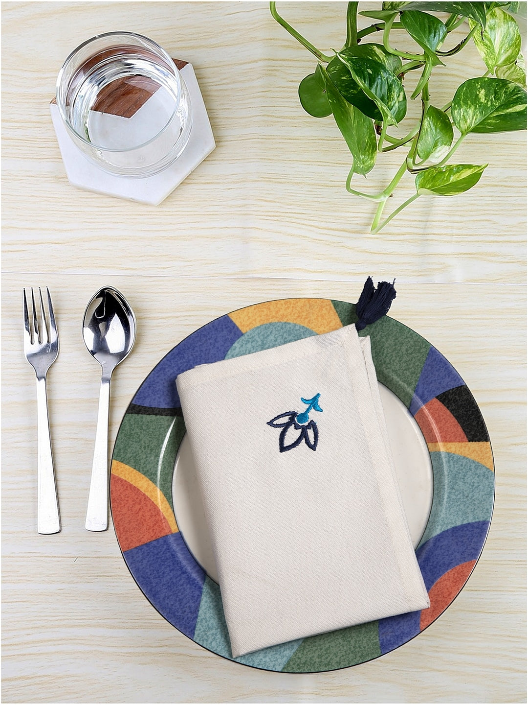 Set of 6 & 8 Blue Lotus Table Napkin