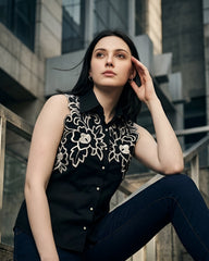 Black & White Shirt With Embroidery
