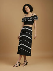 Black Beachy Top With Laced Skirt