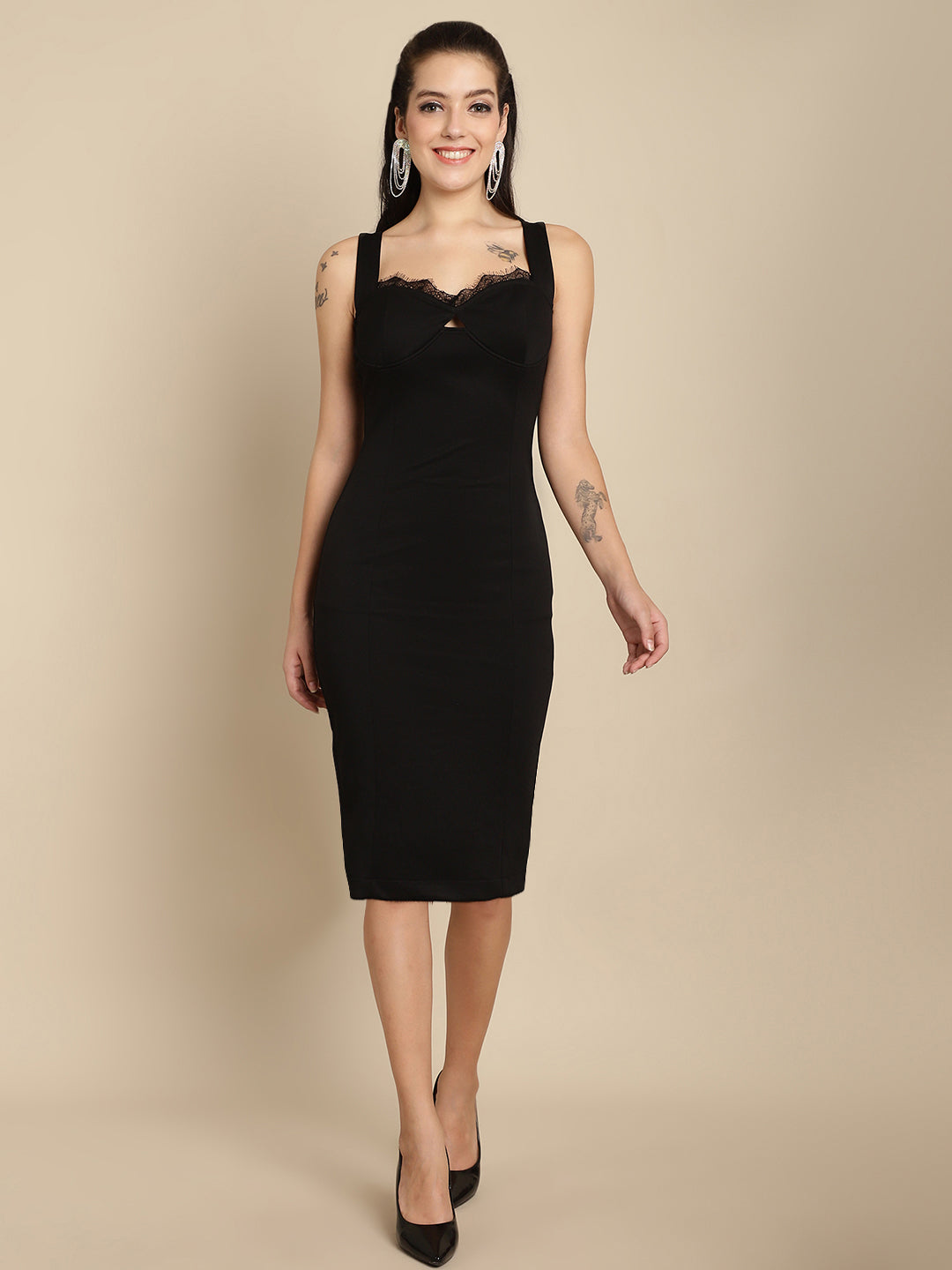 Black Bodycon Cut-Out Dress