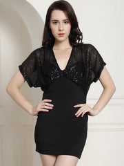 Black Sequinned Bodycon Dress