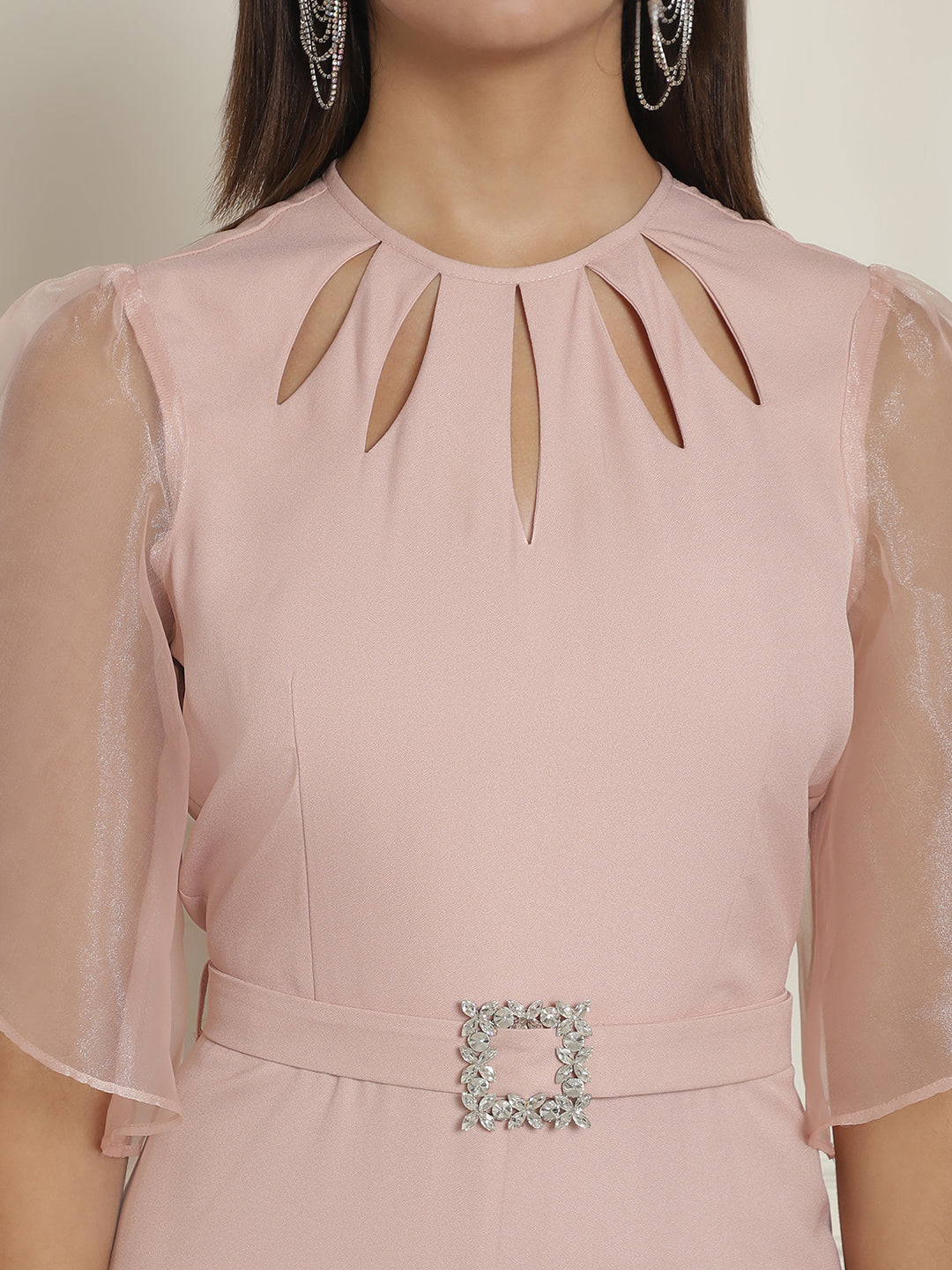 Cut-Out Neckline Peach Jumpsuit