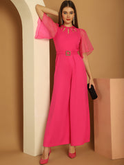 Cut-Out Neckline Pink Jumpsuit