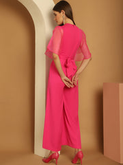Cut-Out Neckline Pink Jumpsuit