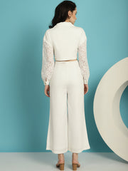 Laced Crop Jacket With Trouser