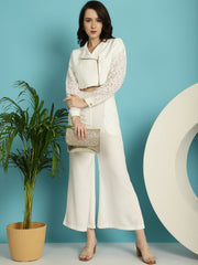 Laced Crop Jacket With Trouser