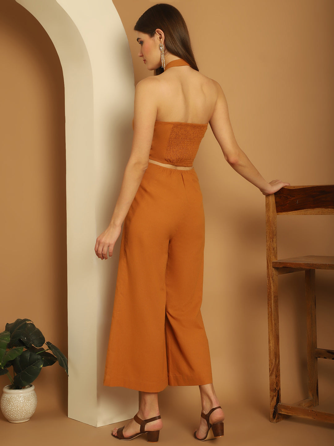 Mustard High Neck Zipper Detail Co-Ord Set
