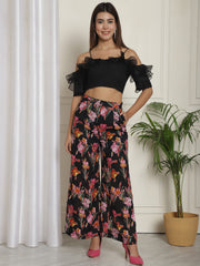 Organza Detail Top With Floral Trouser