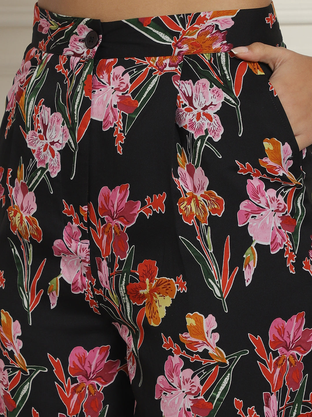 Organza Detail Top With Floral Trouser