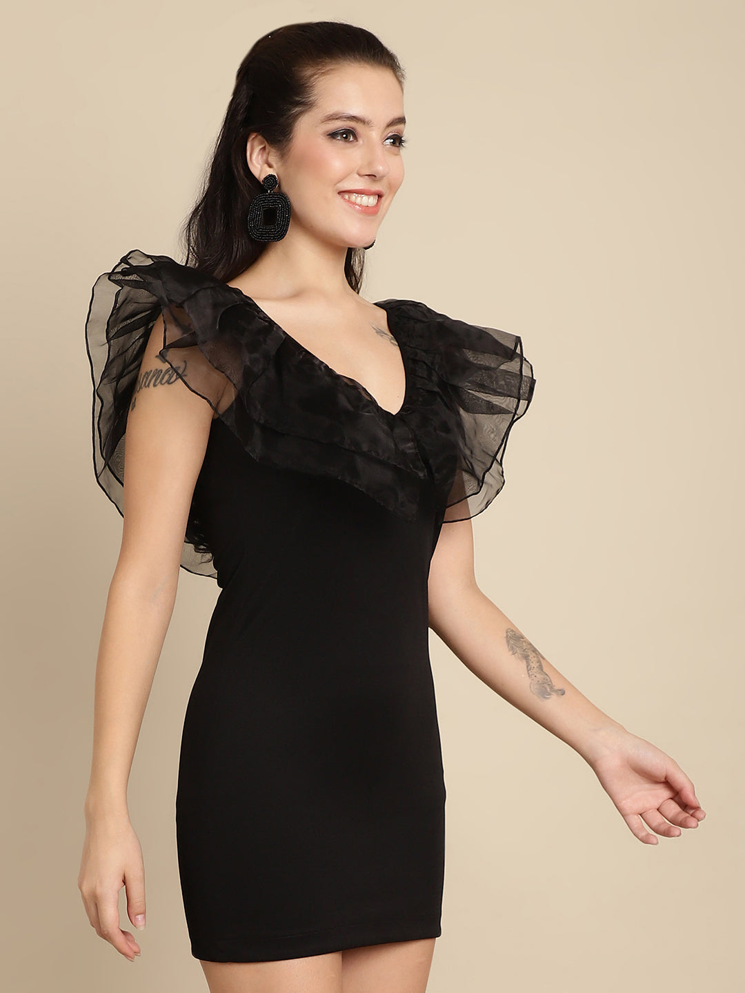Organza Frill Short Dress