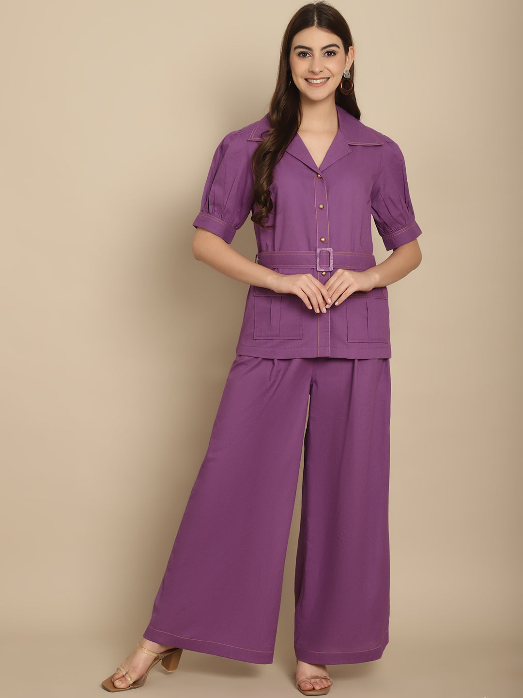 Purple Co-Ord Sets With Belt