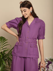 Purple Co-Ord Sets With Belt