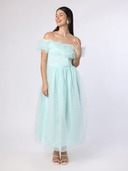 Ruffled Detail Mesh Dress