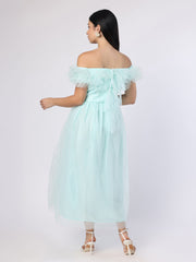 Ruffled Detail Mesh Dress