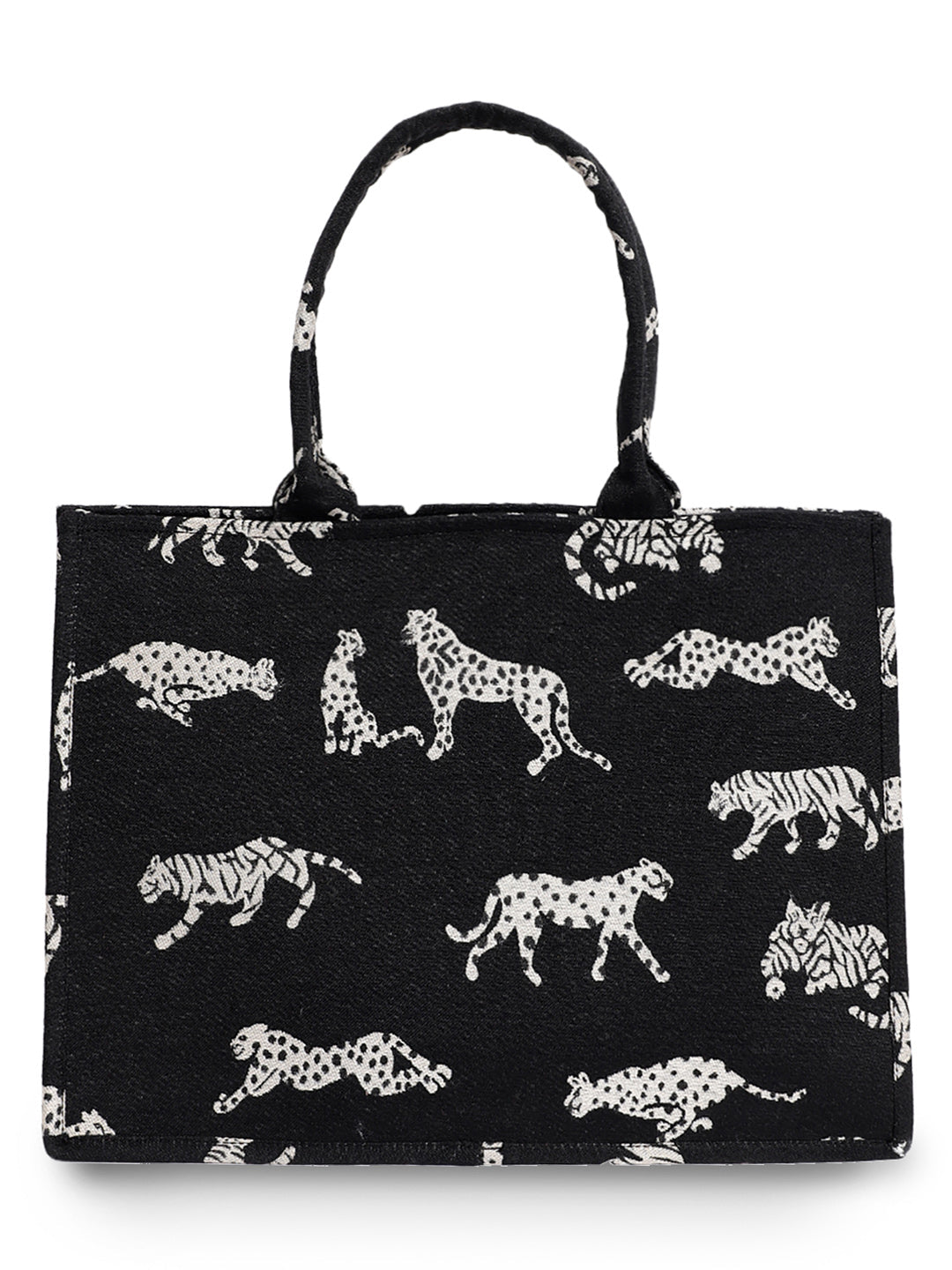 Black Jacquard Tiger Patterned Handbag