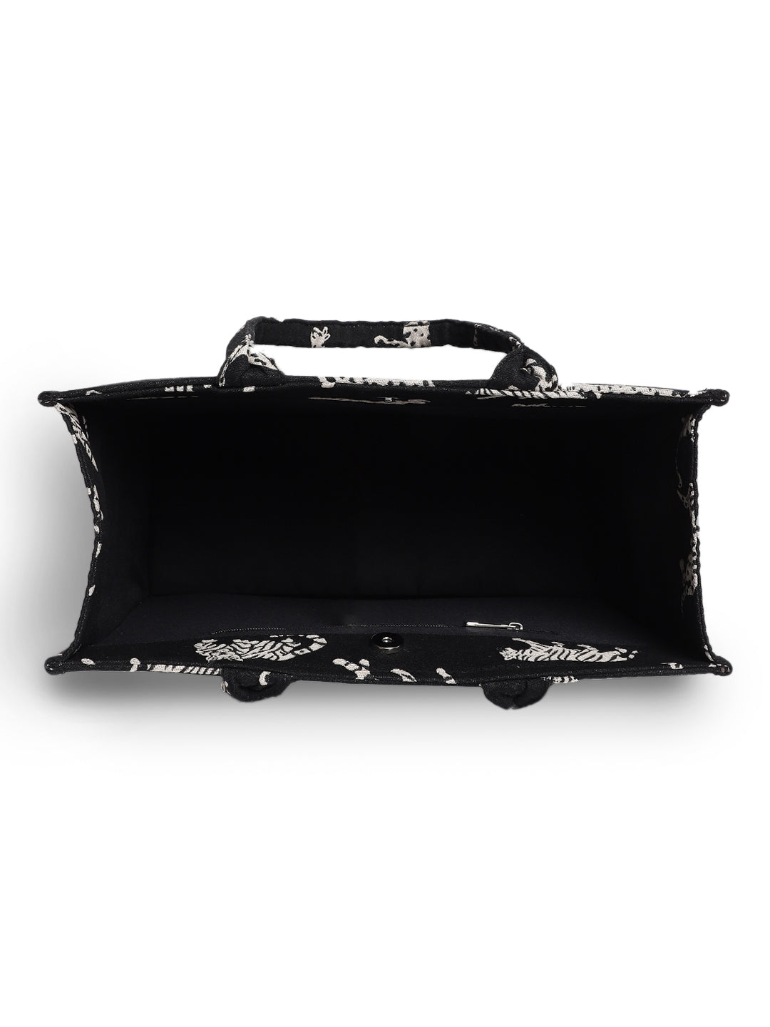 Black Jacquard Tiger Patterned Handbag
